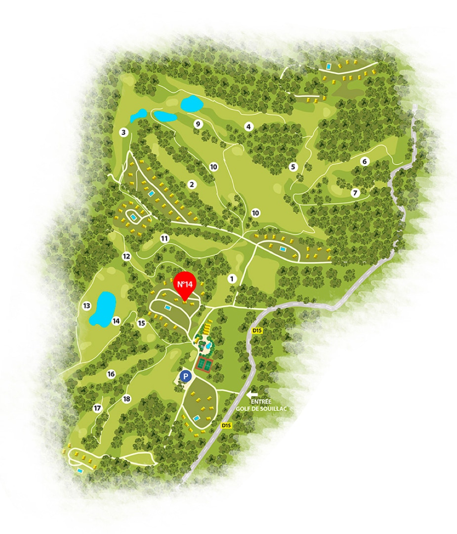 Localisation de la maison orchidée 14 dans le Golf de Souillac - location saisonnière - Orchidée 14, Charmante maison en bois  au coeur du Golf de Souillac - Lachapelle Auzac, proche Sarlat est des plus grands sites touristiques de la Dordogne et du Lot